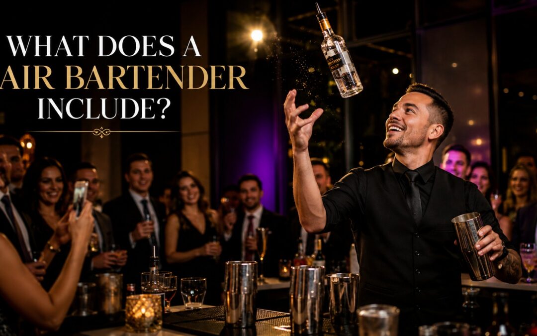 What does a flair bartender include at a corporate event with live bartending entertainment